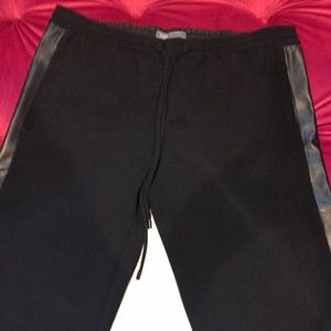 Jogger pants with black leather trim
